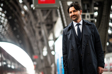 Portrait of a commuter in a train station