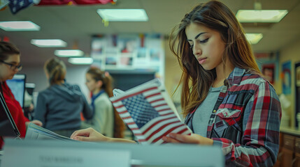 Campaign Headquarters: Volunteers Working Hard to Get Out the Vote, Making Calls and Organizing Campaign Materials.