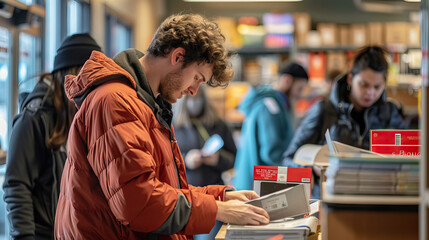 Campaign Headquarters: Volunteers Working Hard to Get Out the Vote, Making Calls and Organizing Campaign Materials.