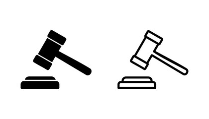 Gavel icon set. judge gavel icon vector. law icon vector. auction hammer