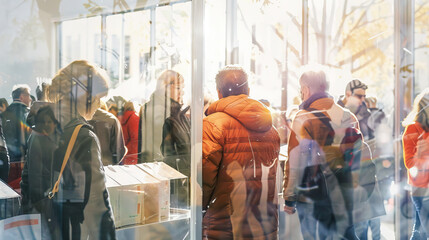 Election Day Buzz: Polling Places Filled with Voters Determined to Make a Difference. Concept of Voter Enthusiasm and Political Engagement