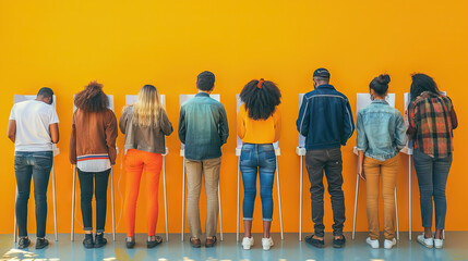 Election Day Buzz: Polling Places Filled with Voters Determined to Make a Difference. Concept of Voter Enthusiasm and Political Engagement