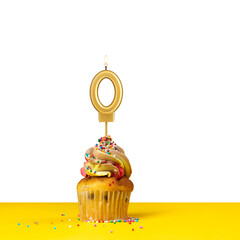 Cupcake with birthday candle - Candle number 0