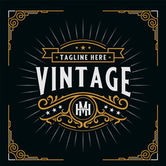 Vintage luxury ornamental logo. for Labels, Frames, Product Tags. Retro Emblem Design. Vector illustration