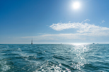 Sailing yacht at sea