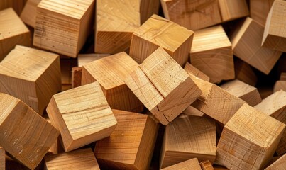 closeup of pile of wooden blocks,  wooden industry