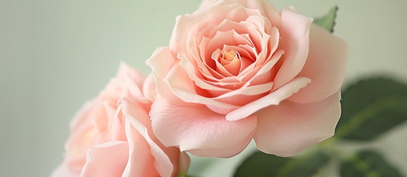 Elegant Pink Rose Blooming in a Crystal Vase on a Sunlit Table