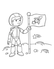  Cute Space Astronaut Coloring Page Vector Illustration Art © Blue Foliage