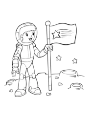  Cute Space Astronaut Coloring Page Vector Illustration Art © Blue Foliage