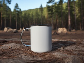 Obraz premium Camping blank mug mockup