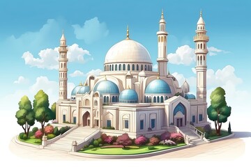 Fototapeta premium Generative AI. Isometric Mosque with a Luxurious and Majestic Dome