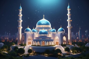 Generative AI. Isometric Mosque with a Luxurious and Majestic Dome