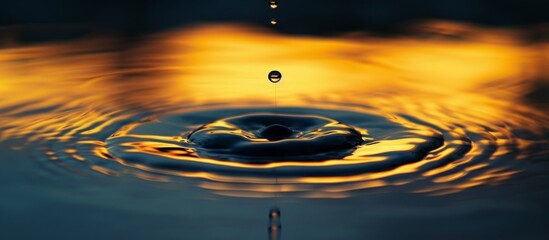 A Splash of Life: A Vivid Drop of Water on Bright Yellow Background