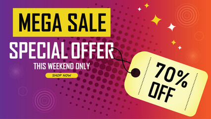 Sale banner template design . Super Sale, end of season special offer banner. vector illustration.