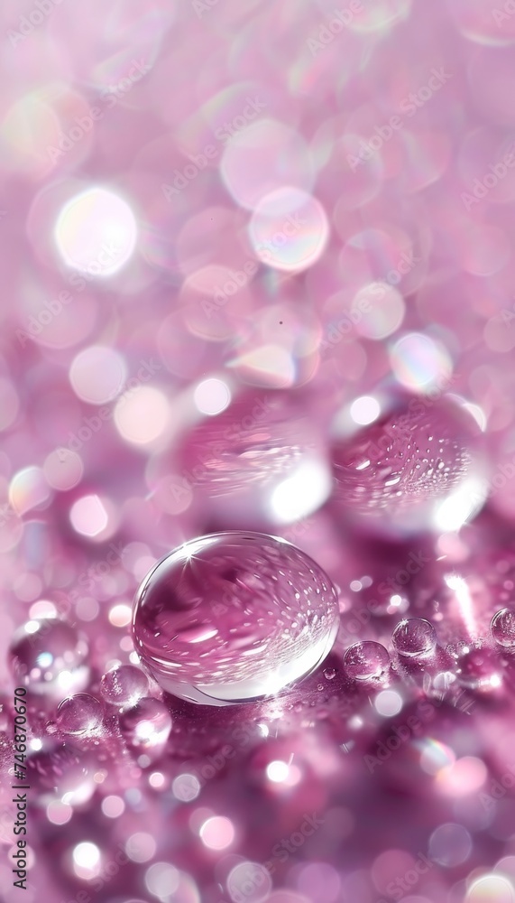 Poster vivid macro background displaying a colorful wet surface adorned with stunning water droplets