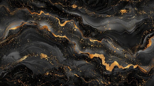 Elegant Black and Gold Marble Texture Background for Luxurious Design Concepts and Modern Decor