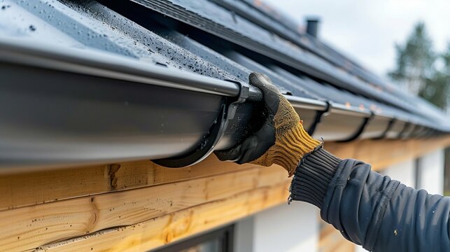 Professional Cleaning of House Rain Gutters. Generative ai