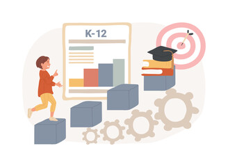K-12 program isolated concept vector illustration. K-12 education timeline, homeschool program, primary and secondary schooling, online public school, learning calendar vector concept.