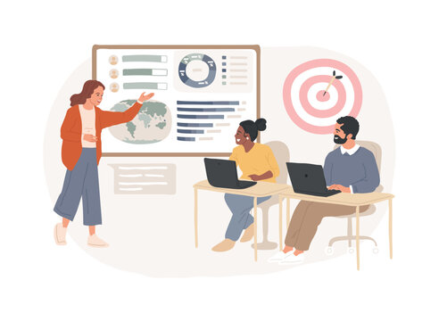 Internal education isolated concept vector illustration. Internal employee education, professional development program, training speaker, business coach, teamwork, learning vector concept.