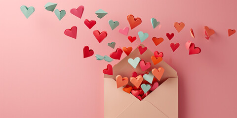 Love Letters and Flying Hearts - obrazy, fototapety, plakaty