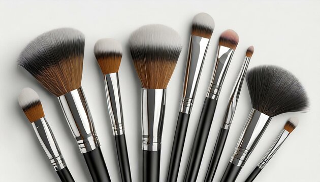 Make-up brushes isolated on white background. 