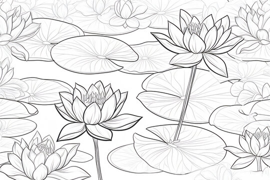 Coloring Pages of Lotus flowers