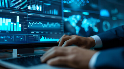 businessman hand working with new modern computer and business strategy as concept.