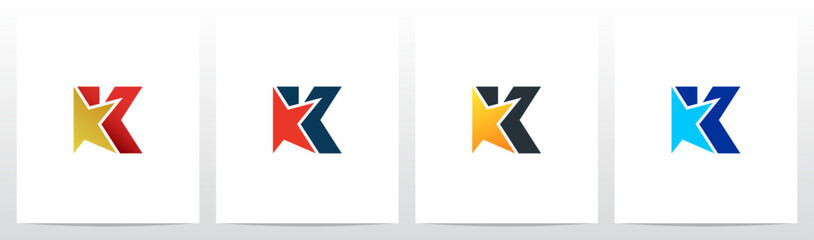 Star In Front of Letter Initial Logo Design K