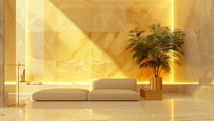 Golden Serenity: Minotti Sofa in a Modern Scandinavian Living Room