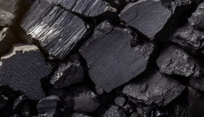 Foto auf Acrylglas Brennholz Textur Black coal texture background. close up
