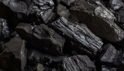 Selbstklebende Fototapete Brennholz Textur Black coal texture background. close up