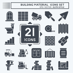 Icon Set Building Material. related to Education symbol. glyph style. simple design editable. simple illustration