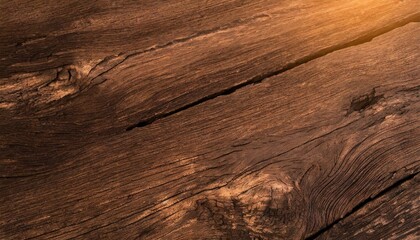 Background texture of old dark brown wood with defects. Copy space text