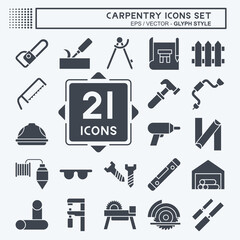 Icon Set Carpentry. related to building tool symbol. glyph style. simple design editable. simple illustration