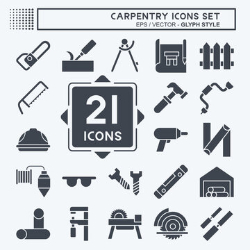 Icon Set Carpentry. related to building tool symbol. glyph style. simple design editable. simple illustration