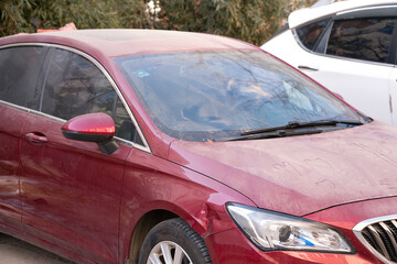 Fototapeta premium Red cars covered in dust