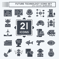 Icon Set Future Technology. related to Education symbol. glyph style. simple design editable. simple illustration