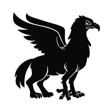 Mythical creature outline thick view hippogriff silhouette
