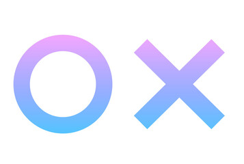 青紫色のグラデーション｜シンプルなまるばつマーク