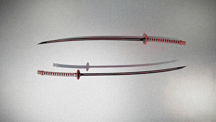 Side by side reverse 2 3D katana Model