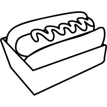 black and white hot dog in tray clip art preview