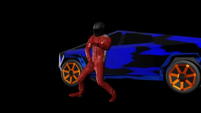 RObot dancing with cyber truck - tesla .