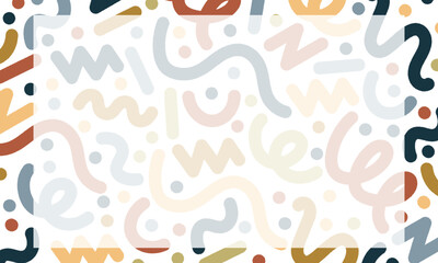 カラフルな幾何学模様の手描き風のフレーム