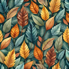 Seamless pattern leaf collection for your theme, home decoration, wrapping paper collection