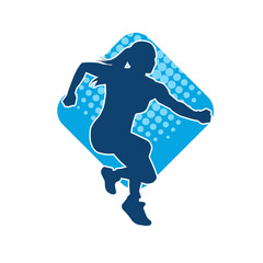 Silhouette of a sporty woman in running pose. Silhouette of a female run pose.