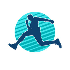 Silhouette of a sporty man in running pose. Silhouette of a male run pose.