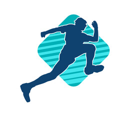 Silhouette of a sporty man in running pose. Silhouette of a male run pose.