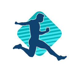 Silhouette of a sporty man in running pose. Silhouette of a male run pose.