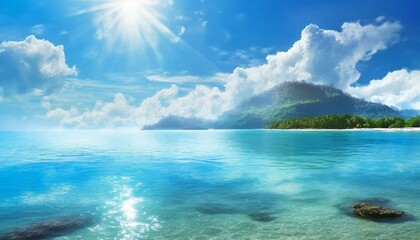 Fototapeta premium Perfect sky and water of ocean. Travel, holdiay, summer concept.