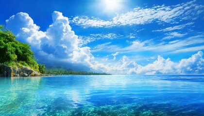 Obraz premium Perfect sky and water of ocean. Travel, holdiay, summer concept. 